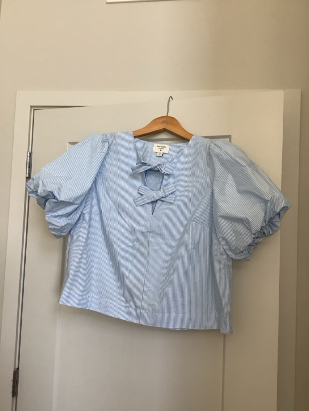 Lilly Pulitzer for Target Light Blue Pinstripe Puff Sleeve Blouse